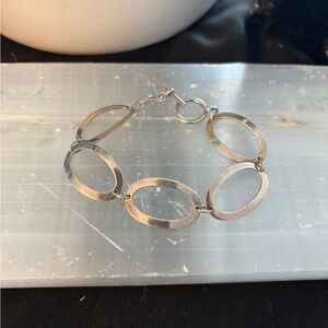 Modern Sterling Silver Oval Link Bracelet – 7” – 11 Grams – Minimalist Statement